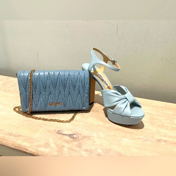 Jimmy Choo Womens Ice Blue Nappa Leather Platform Sandals Size 40.5 Ital… - Picture 12 of 16